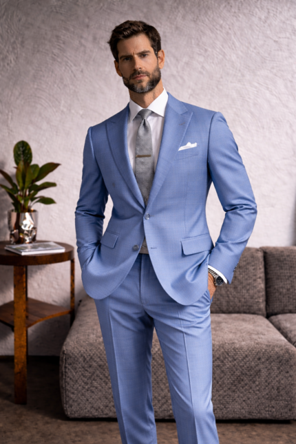 “Handmade men’s tuxedo jacket with satin lapels”