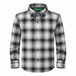 Black & Grey Check Shirt with Turn-Down Collar