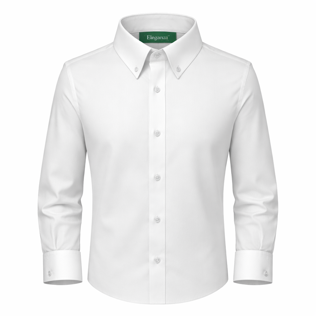 Men's White Classic Dress Shirt – Premium Tailored Formal Shirt Men's white classic dress shirt with long sleeves and tailored fit, premium formal menswear.