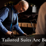tailor cutting fabric for custom tailored suit craftsmanship Eleganza Traders