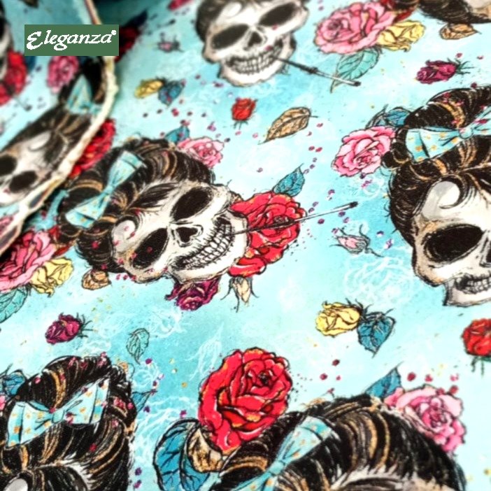 PATTER 9 £15 PER METER Skull Floral Inner Lining for Blazer - Image 1