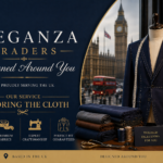 Custom tailored suit on mannequin with measuring tape and fabrics in London showroom representing Eleganza Traders personalized tailoring services in the UK
