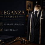 Premium tailored suit on mannequin with measuring tape and tailoring tools by Eleganza Traders
