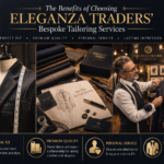 Bespoke tailoring services by Eleganza Traders showing custom suit fitting, premium fabrics, and expert craftsmanship in a luxury tailoring studio