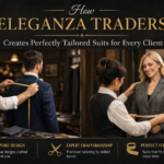 Tailors at Eleganza Traders measuring clients for custom tailored suits showcasing bespoke tailoring and perfect fit services