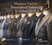 Collection of elegant tailored suits on display representing personalized tailoring services by Eleganza Traders