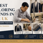 Tailor using sewing machine showcasing latest tailoring trends in the UK with modern fashion suits and fabrics
