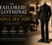 Luxury black tailored suit displayed in a premium fashion showroom representing confidence, elegance, and professional style